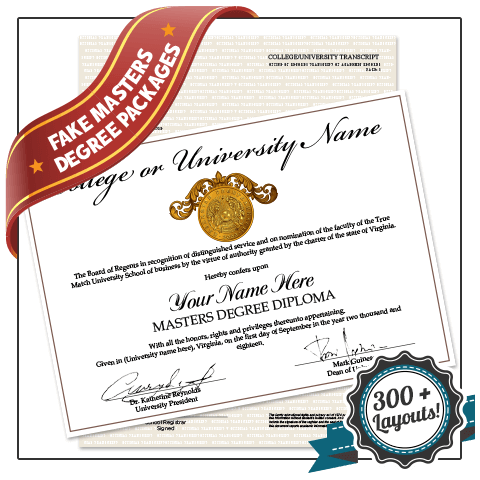 University diploma with masters degree featuring matching academic transcript record